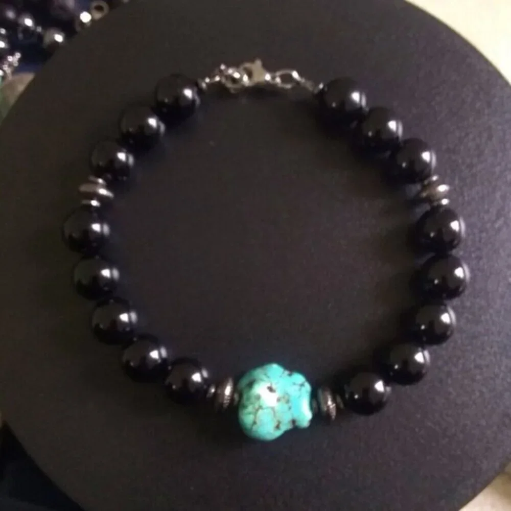 Big Man's Black Jasper + Magnesite Bracelet - Grounding Balance Stability